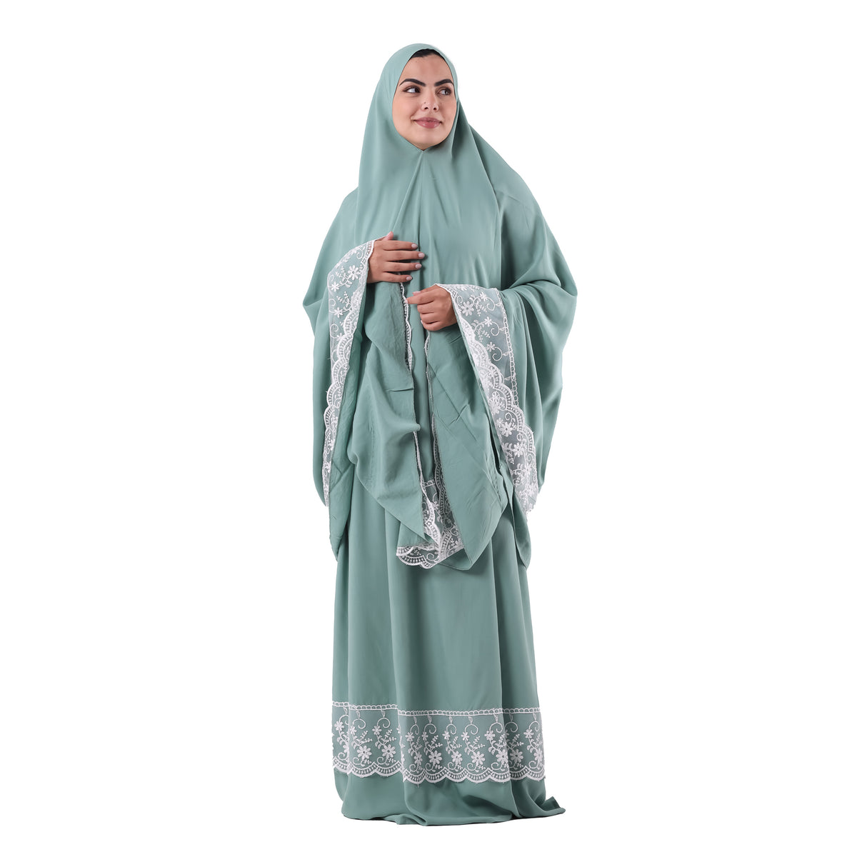 Two-Piece Mint Green Dantelle Prayer Dress
