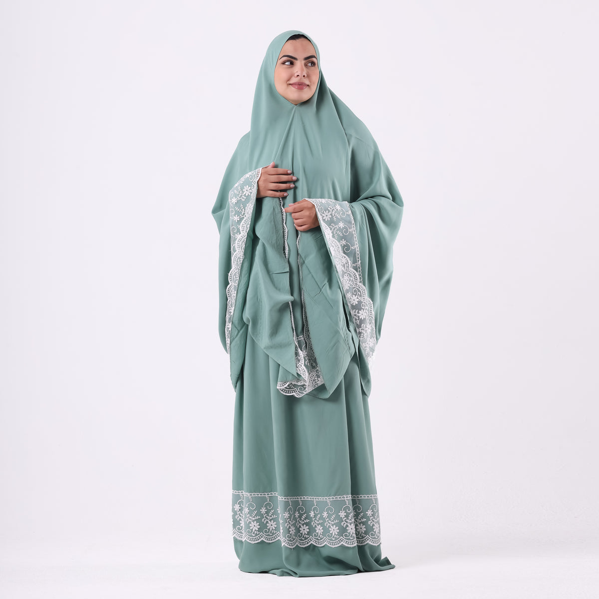 Two-Piece Mint Green Dantelle Prayer Dress