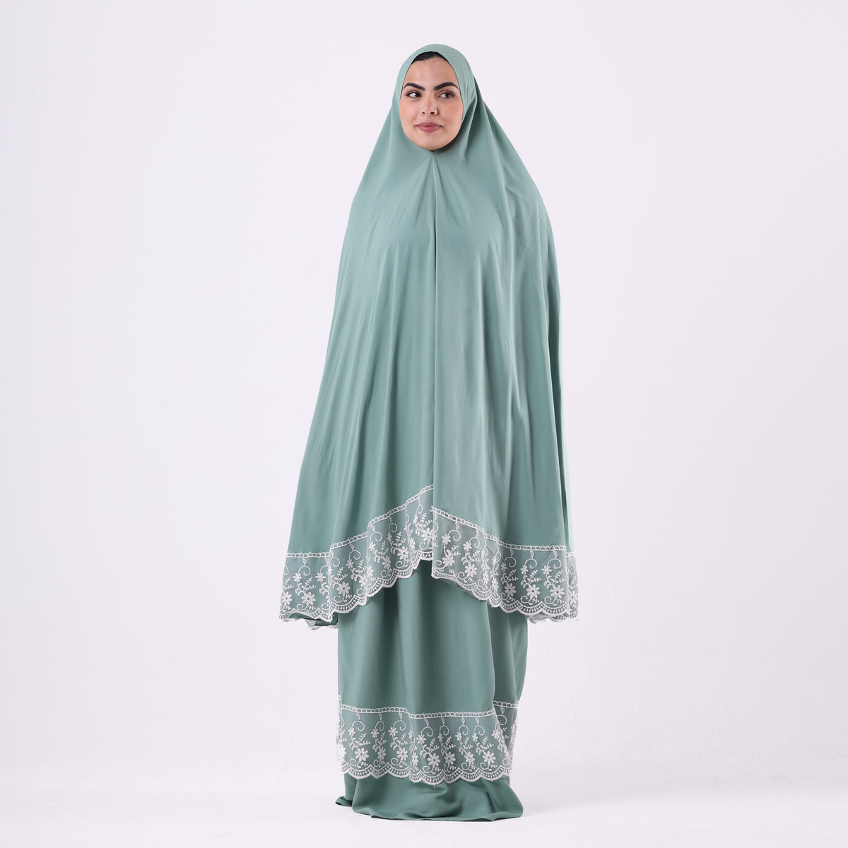 Two-Piece Mint Green Dantelle Prayer Dress