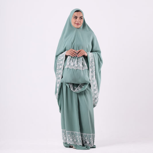 Two-Piece Mint Green Dantelle Prayer Dress
