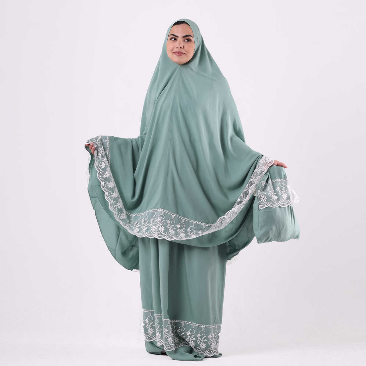 Two-Piece Mint Green Dantelle Prayer Dress